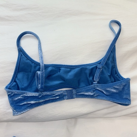 Blue velvet triangle bikini set - Picture 4 of 5